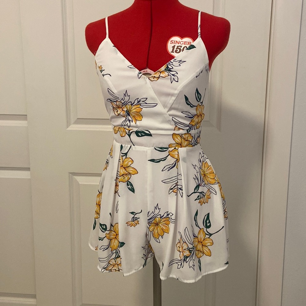 White Romper with Pockets
